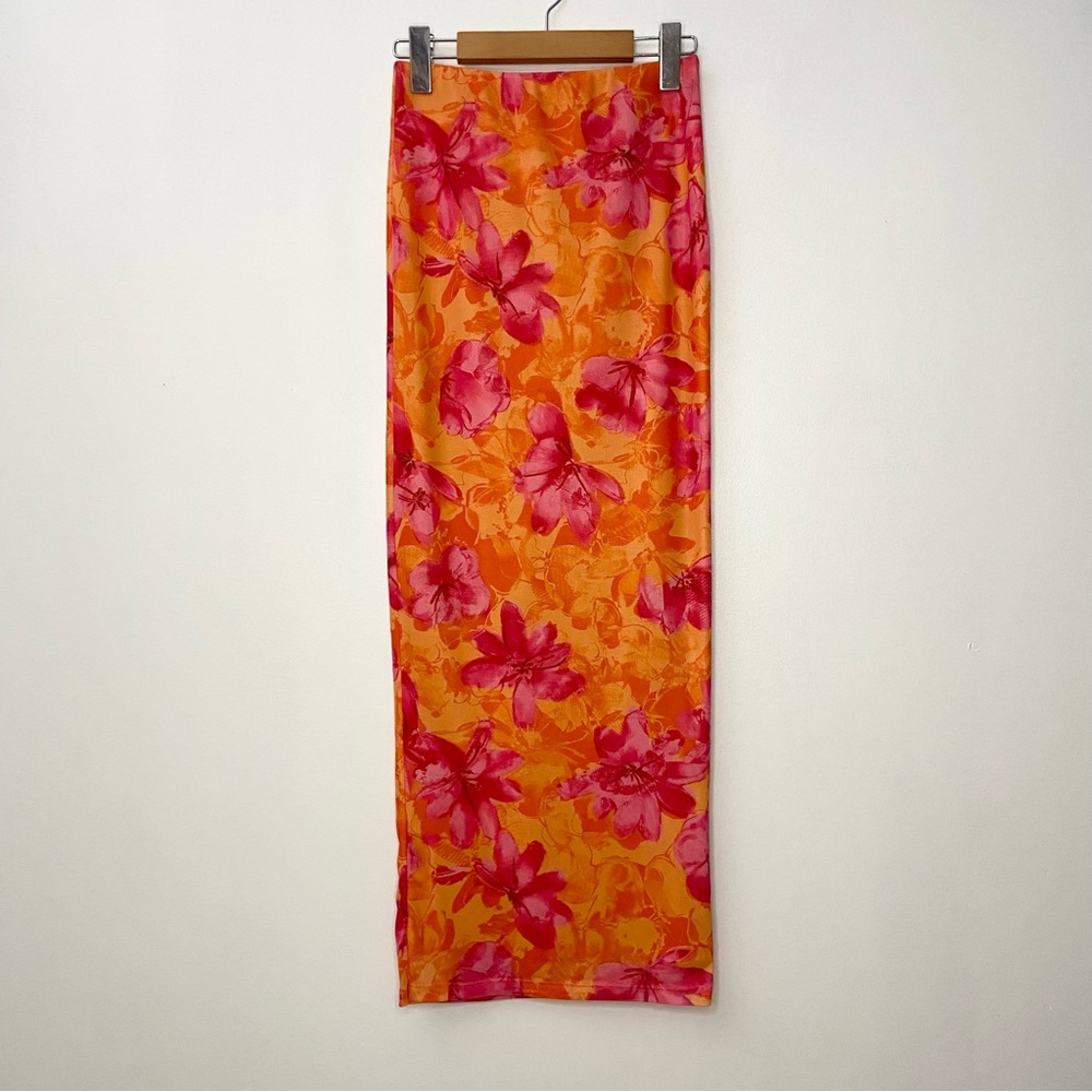 Floral Orange & Pink Maxi Skirt